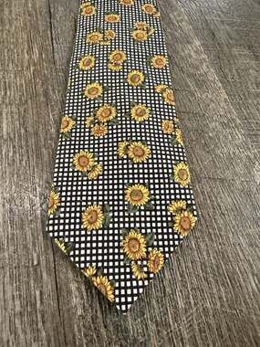 Vintage Beans McGee Necktie Sunflower 100% Cotton 80's Excellent